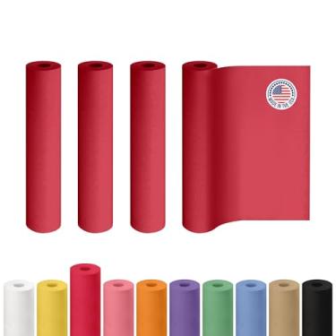 Imagem de Rolo de papel kraft vermelho de 45,7 cm x 3048 cm, pacote com 4 - Papel artesanal de qualidade feito nos EUA para embrulho de presente, artes e artesanato infantil, projetos escolares - 100% reciclado