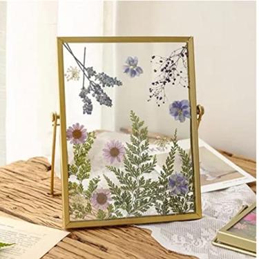 Imagem de Naroote Decorações de Mesa Suporte Elegante para Porta-retratos de Vidro de Ferro, Moldura de Flores Secas de Mesa Multifuncional para Exibição de Exposições Em Escritórios Domésticos (ferro/vidro 2)