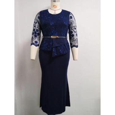 Imagem de Vestido Maxi De Manga Longa Estilo Africano plus Size Com Cintura Impé