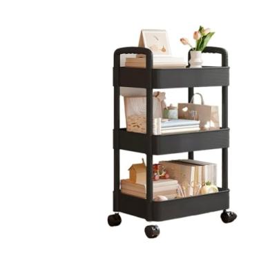 Imagem de Armário Carrinho Organizador Com 4 Camadas Com Rodinhas Cozinha Banheiro Quarto Lavanderia(3 camadas - preto)