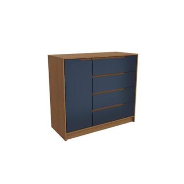 Imagem de Cômoda 1 Porta 4 Gavetas R260 Canela azul Profundo Cor Azul - KAPPESBE