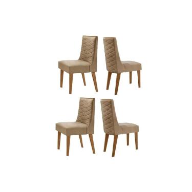 Imagem de Cadeira Sala De Jantar Dafne Kit 4 Un Naturalle/linho Bege Turim - Rufato