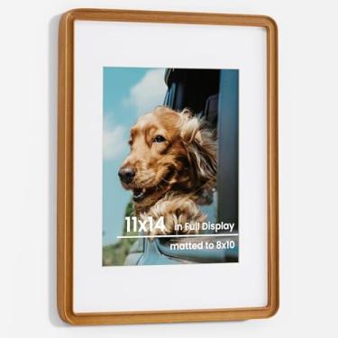 Imagem de Axeman Molduras douradas de sândalo 28 x 35 cm foscas com vidro temperado para pendurar na parede, exibição vertical ou horizontal, moldura vintage de madeira de teca sólida com cantos arredondados