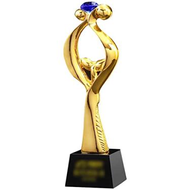 Imagem de Taças de troféus de prêmio para papai troféu de resina em forma de mudas douradas, copo vencedor da competição com base de cristal, excelente troféu de conquista de equipe, processo de revestimento