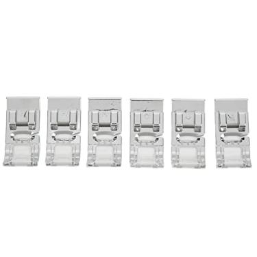 Imagem de CUOFYUNL 6 peças calcador de ponto de cetim transparente plástico material de aço inoxidável sem rebarbas fixação costuras pés