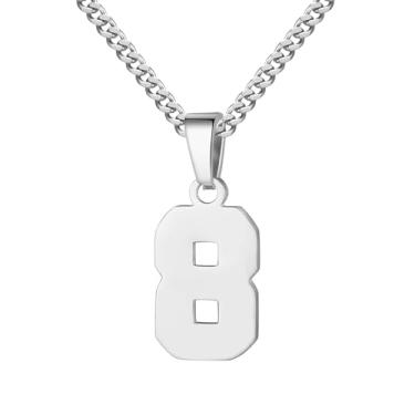 Imagem de Colar com Número Individual em Aço Inoxidável, Corrente de 22 Polegadas, Pingente Numérico Minimalista Unissex, Acessório Versátil para Uso Diário ou Presente