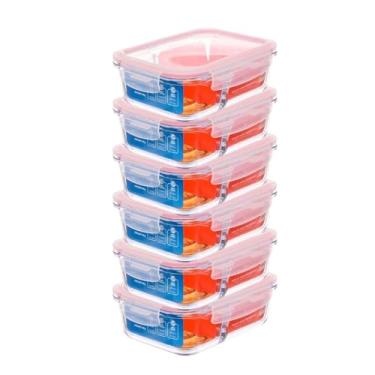 Imagem de Kit com 6 Potes de Vidro Herméticos 1,040L com Divisória Invicta