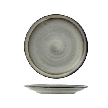 Imagem de Prato retrô esmaltado redondo de cerâmica para uso doméstico requintado personalizado - cinza 27,2 cm