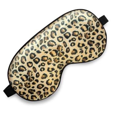 Imagem de Máscara de sono, máscara de seda para dormir com alça ajustável, sombra de olhos para homens e mulheres, cobertura de olhos confortável e macia para dormir à noite (leopardo)