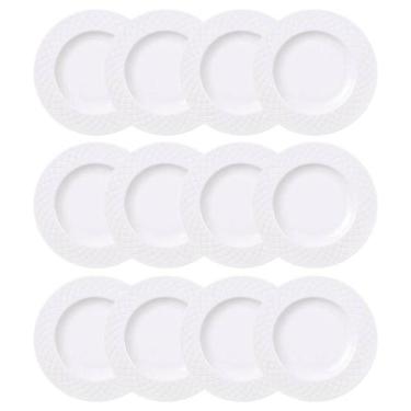 Imagem de Jogo 12 Pratos Sobremesa Porcelana Ingrid Branca 21cm Mesa Posta Buffe