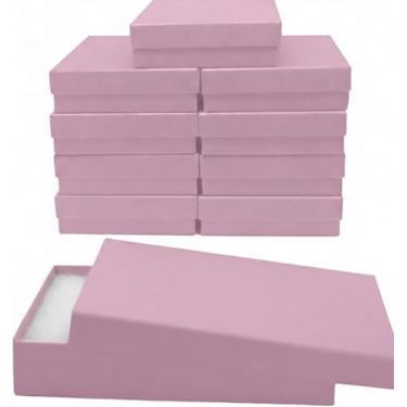 Imagem de Novel Box Caixa de presente rosa 14 x 9 x 2,5 cm com enchimento de algodão | Caixa de joias de papelão | Caixas de presente pequenas com tampas feitas nos EUA | Caixas para pulseiras, colar e brincos