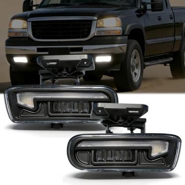 Imagem de SINYATO INDUST Conjunto de faróis de neblina LED para 1999-2002 Sierra 2000-2006 GMC Yukon/Yukon XL, kit de lâmpadas de neblina dianteiras de caminhonete SUV, lente transparente, 1 par DOT