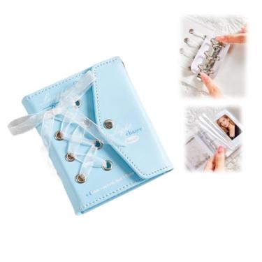 Imagem de Álbum de fotos de couro, gravata borboleta de renda, caixa de armazenamento de photocard, mini álbum de fotos, armazenamento de fichário retangular de plástico PP, para câmeras digitais de impressão