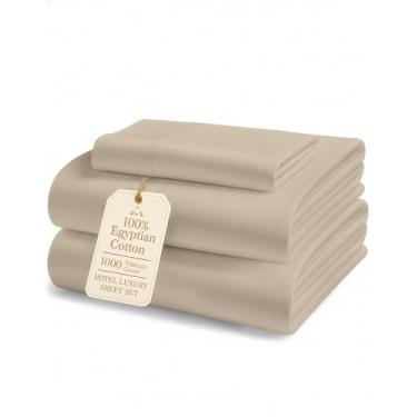 Imagem de LANE LINEN Lençóis de cama de solteiro extra longos de luxo 100% algodão egípcio para cama de hospital - 1000 fios, certificado Eoc-Tex Oeko-Tex, não desfia, resistente ao desbotamento, lavável na