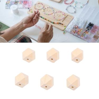 Imagem de HEEPDD 100 Peças de Contas de Madeira Poligonais, Forma Geométrica de 20 Mm, Moagem Fina, Pintáveis, Contas de Madeira Coloridas para Fazer Artesanato, Ornamentos de Pingentes de