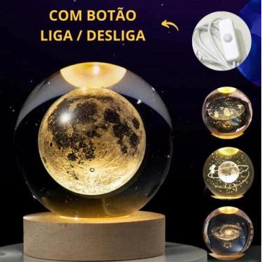 Imagem de Luminária Lua Bola De Cristal Abajur Mesa Quarto - Magalu