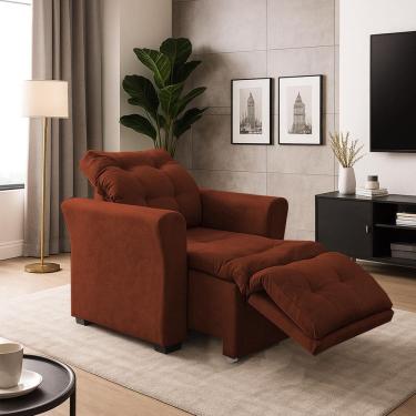 Imagem de Poltrona Cadeira Papai Mamãe Idoso Reclinável E Retrátil Bellagio TerraCota