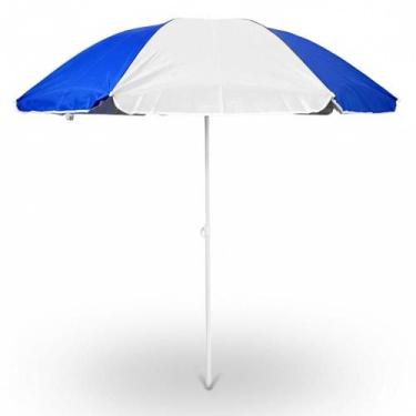 Imagem de Guarda Sol Grande 1,80 Metros Azul e Branco Poliéster FPS50 com Bolsa 