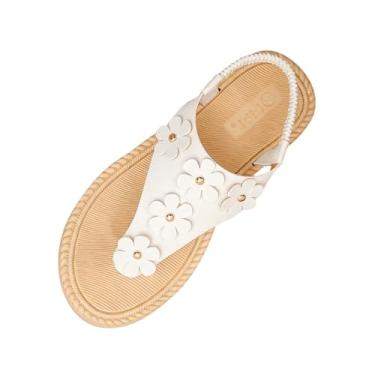 Imagem de Sandálias femininas vazadas Baotou com metade inferior grossa salto plataforma sapatos casuais confortáveis feitos de material PU, Branco, 39