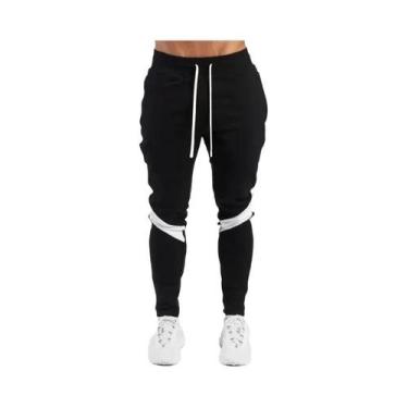 Imagem de Calças Jogger Skinny Pretas Masculinas, Roupas Casuais De Fitness, Cal