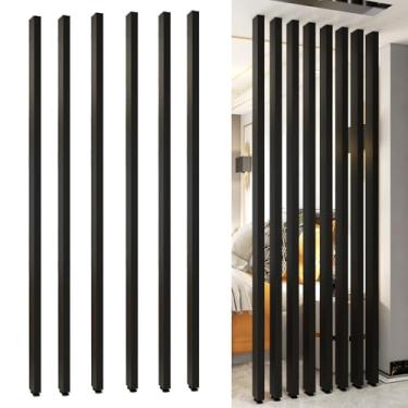 Imagem de Divisória de sala de privacidade de parede de metal separador do chão ao teto 6 peças de decoração de pé ajustável para restaurantes, escritórios e casas, altura 0,7-2,4 m