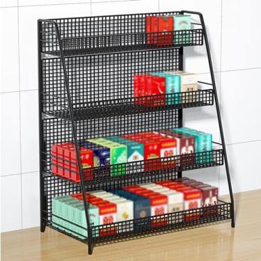 Imagem de Prateleira de exibição de cigarro de loja de conveniência - Prateleira de armazenamento de varejo de 2, 3 ou 4 níveis para supermercados, estojo de armazenamento de cigarros e suporte de exibição de