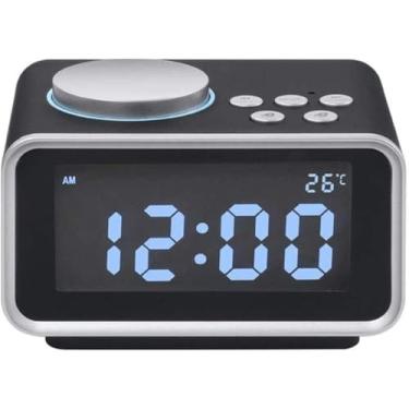 Imagem de Despertador Digital Led, Despertador Display Led Digital Porta Usb Dupla Carregamento Despertador Eletrônico De Cabeceira Para Mesa De Quarto, Black