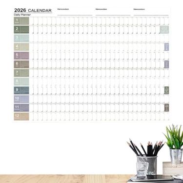 Imagem de Calendário grande 2026 | Decoração de casa grande de 73 x 50 cm com etiquetas de ponta | Planejador de decoração de parede, para estudo mental, tarefas escolares, limpeza doméstica, exercício, férias