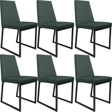 Imagem de Kit 06 Cadeiras Sala Jantar Preto L02 Verde Musgo