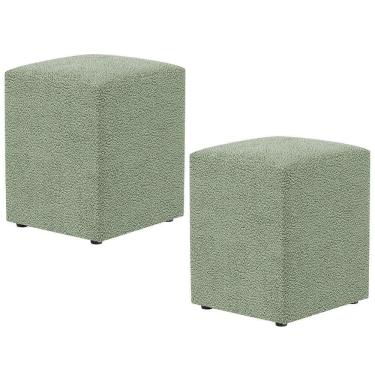 Imagem de Kit 02 Puffs Quadrado Decorativo Sala De Estar L02 Bouclê Oliva