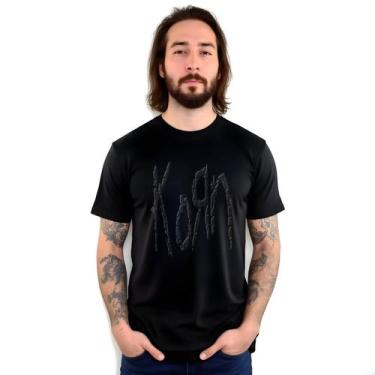 Imagem de Camiseta Preta Banda Korn em Alto Relevo - Black On Black - ALT UNIVER