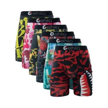 Imagem de Cuecas Boxer Masculinas plus Size Respiráveis Com Estampa (6 Peças) - 