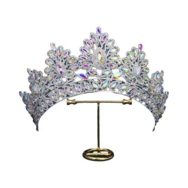 Imagem de Tiara De Noiva Barroca Com Strass, Coroa De Casamento De Luxo Com Cris