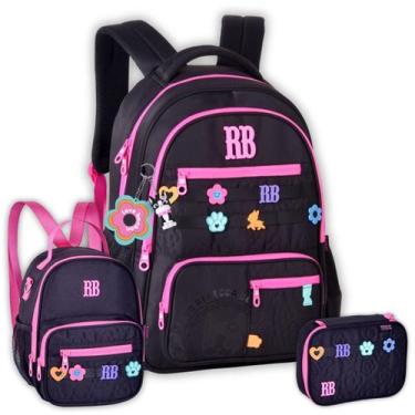 Imagem de Kit Mochila Costas Rebecca Bonbon Lancheira Estojo Box Teen, Preto