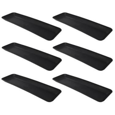 Imagem de Kit 6 Petisqueiras Retangulares Prato De Petisco Coza Grande Preto, Pr