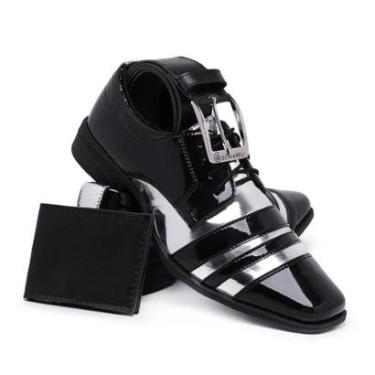 Imagem de Kit Cinto e Carteira Sapato Masculino Social Schiareli 840 Bico Quadrado Fino Moderno-M...