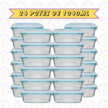 Imagem de 24un Pote de Vidro Canelado Hermético 1040ml Marmita Forno Detalhes - 