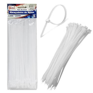 Imagem de 100 Abraçadeiras Fita Lacre de Nylon 3.6x200mm Cinta Plástica Hellerma