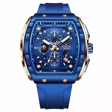 Imagem de Relógios Masculino Lige 89148 Quadrado Esportivo Azul