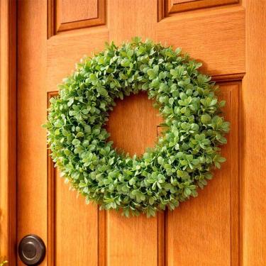 Imagem de Guirlanda Coroa De Flores Artificial Enfeite Decorativo 25cm Verde