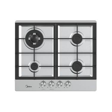 Imagem de Cooktop 4 Bocas a Gás Inox com Grade de Ferro Fundido Midea Bivolt