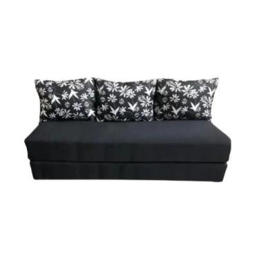 Imagem de Sofá Cama Multiuso Preto Floral - MULTI MÓVEIS