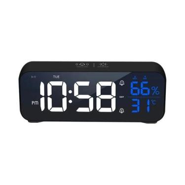 Imagem de Despertador Digital Recarregável Com Temperatura, Umidade, Dia Da Sema