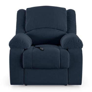 Imagem de Poltrona Do Papai Reclinável Sala De Cinema Barcelona Controle Elétrico Usb Veludo Azul