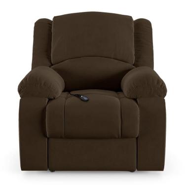 Imagem de Poltrona Do Papai Reclinável Sala De Cinema Barcelona Controle Elétrico Usb Veludo Marrom