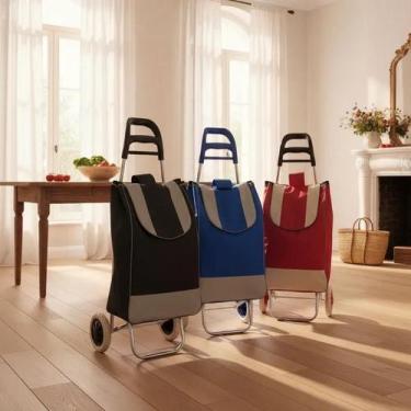 Imagem de Carrinho De Mão Feira Compras Dobrável Rodas Grandes Cores - Lehavi