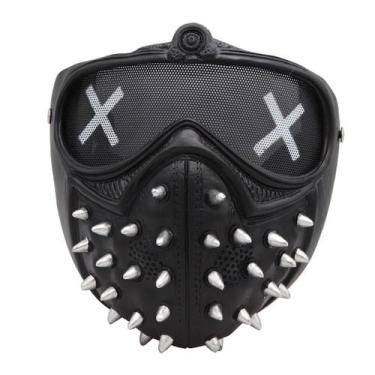 Imagem de Máscara observa cães, rosto inteiro, resina preta, cosplay, Halloween 