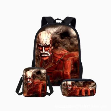 Imagem de Conjunto de mochilas escolares Attacks on Titans Erens Jaegers Kids - 