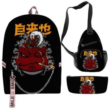 Imagem de Conjunto de mochilas impressas em 3D Anime School Jiraiya para criança