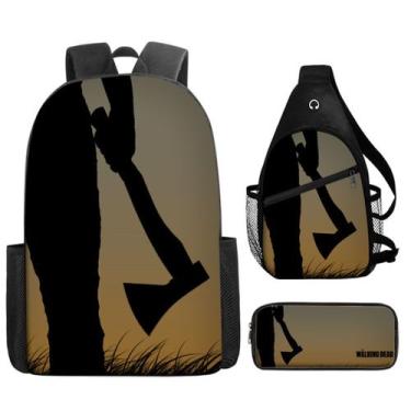 Imagem de Conjunto de mochilas Walkings Deads Anime, 3 unidades para mochila esc